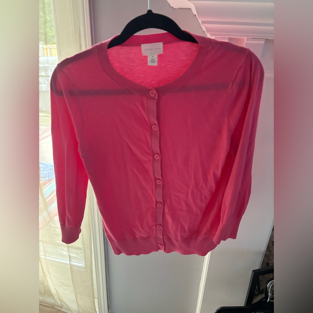 Caslon Vibrant Pink Button-Up Cardigan